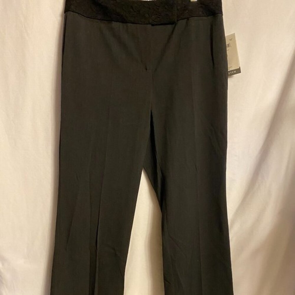 Emma James Golden Age Black Dress Pants with Lace Waist Band/Cuffed Size 14 NWT